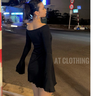 Đầm xòe tay dài trễ vai phong cách sang chảnh at clothing
