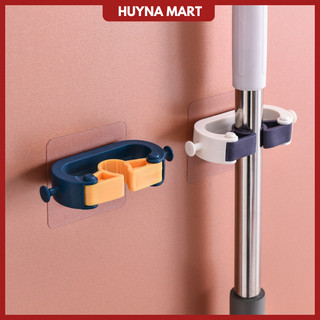 Móc dán tường giữ cây lau nhà, kèm móc treo đồ, khăn lau, bông tắm, 2 bên tiện lợi MT26
