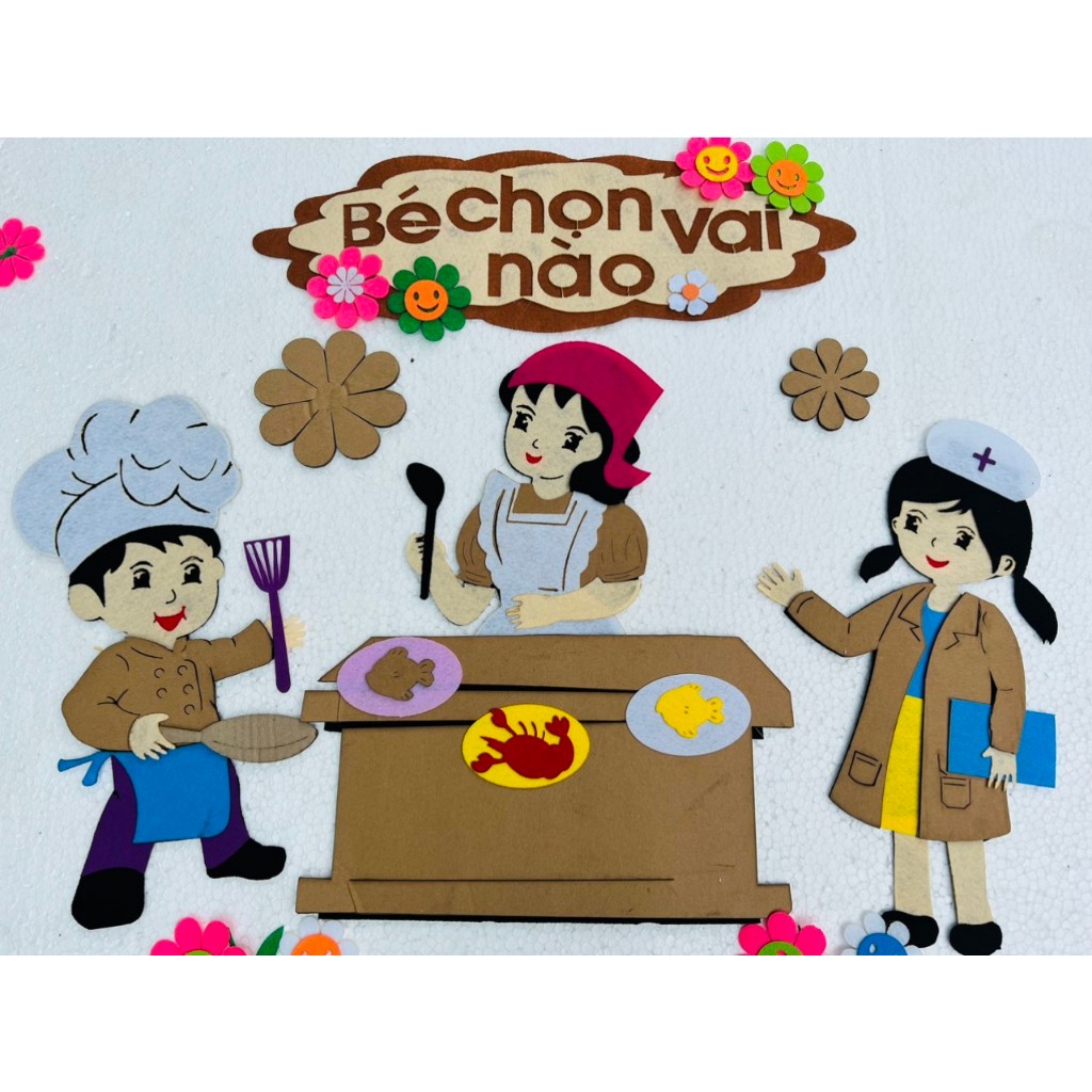 1Góc bé chọn vai nào chất steam pha nỉ trang trí lớp học mầm non cho bé