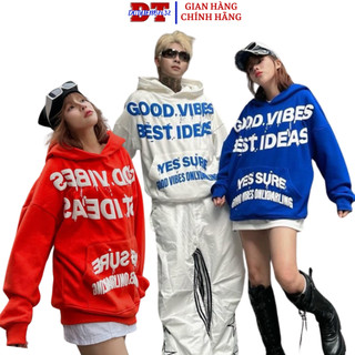  Áo Hoodie GOOD VIBES 2024 Form Rộng Nam Nữ Dài Tay Trùm Nón Có Túi To Chất Liệu Nỉ In Dập Nổi Nhiều Màu - DTB