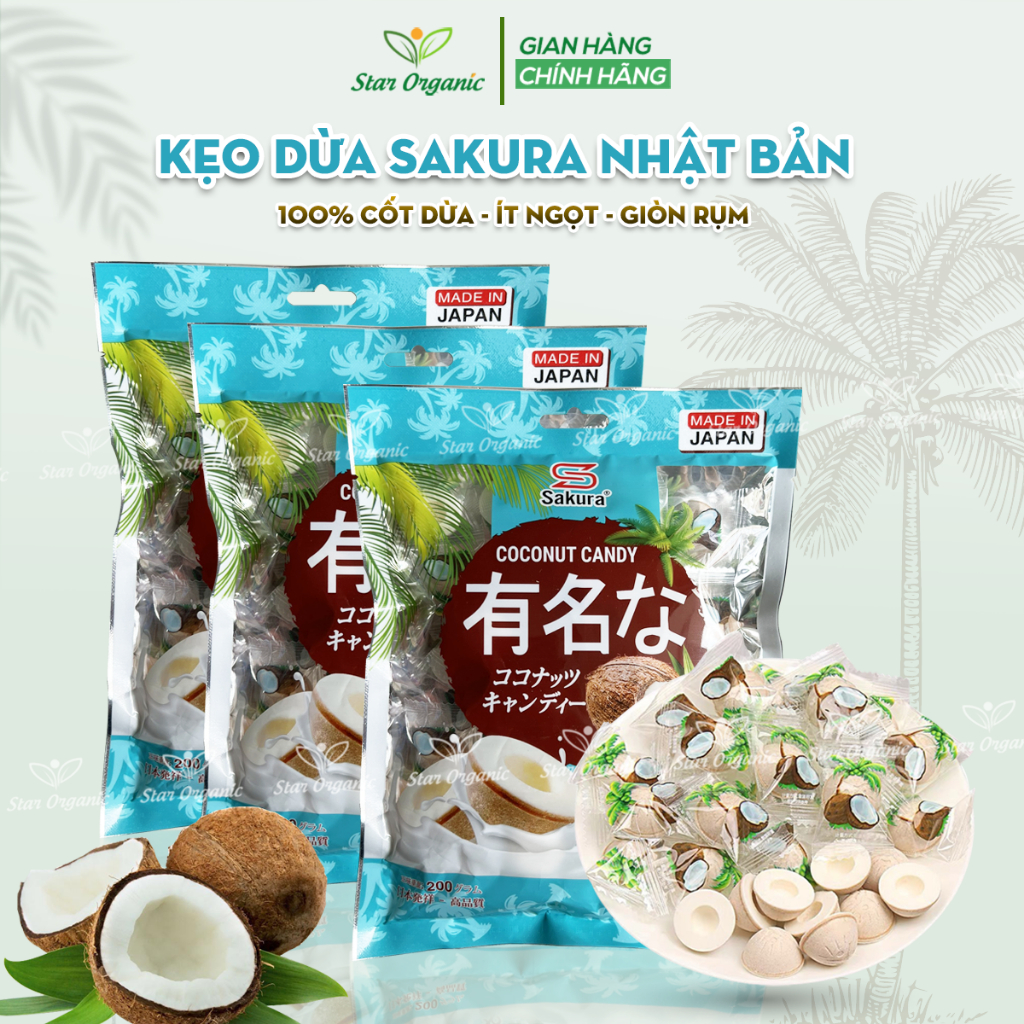  Kẹo Dừa Sakura Nhật Bản Giòn Béo Thơm Ngon Gói 200G