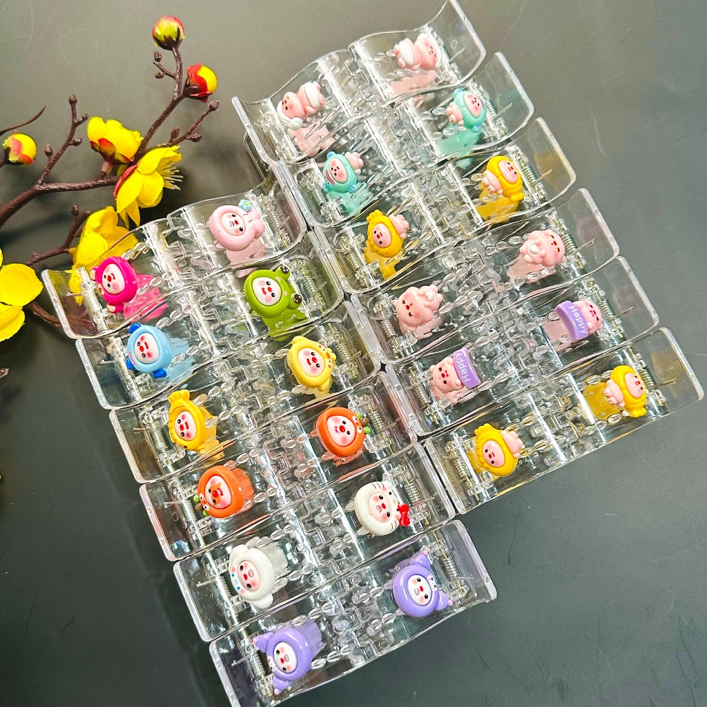 Sỉ Lố 12 Cây Kẹp Tóc Càng Cua Trong Suốt 5 Răng Đính Charm Loppy Phong Cách Siêu Dễ Thương
