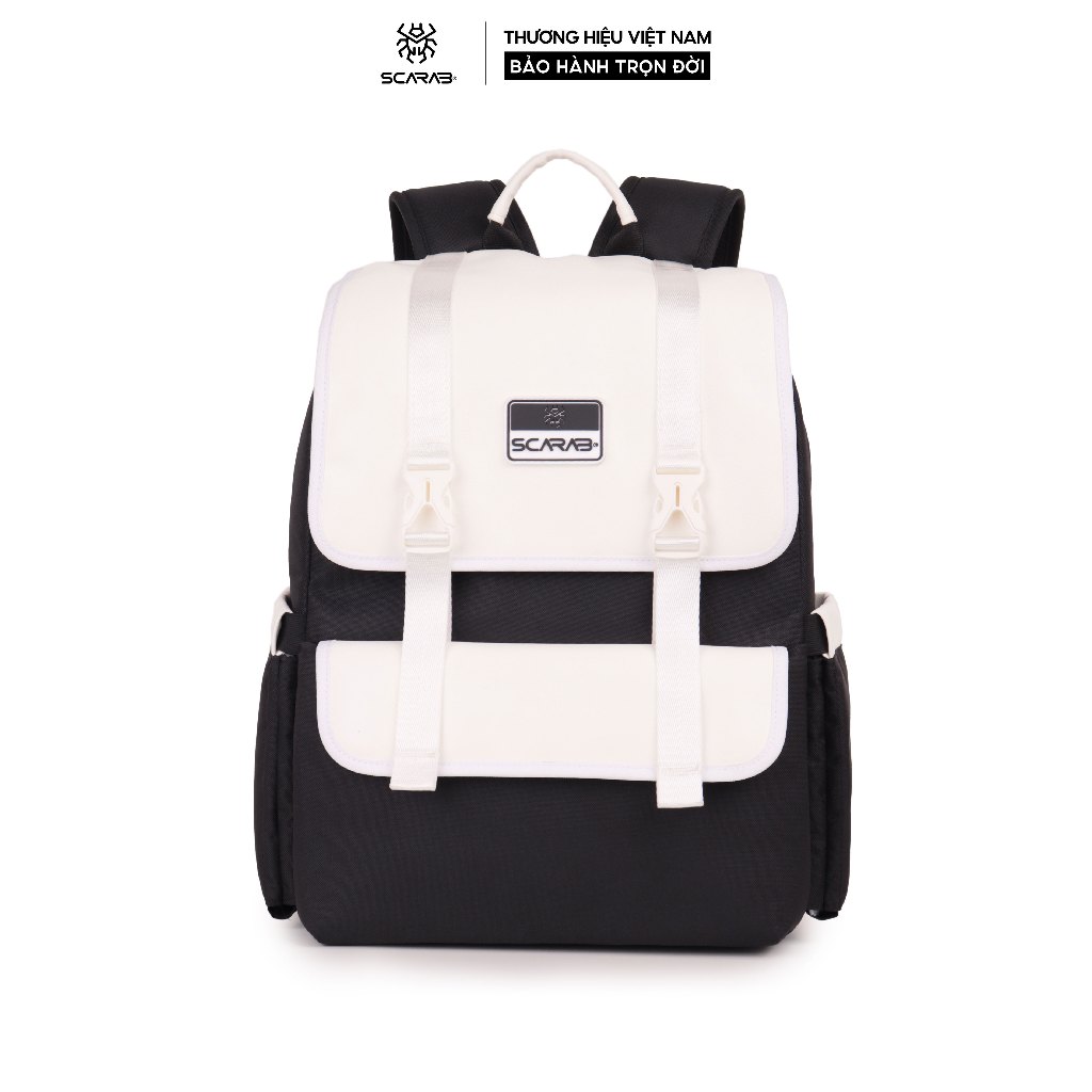 Scarab Passion Backpack Unisex - Balo vải Phối Da Pu Thời Trang, Ba lô Đi Học Nam Nữ