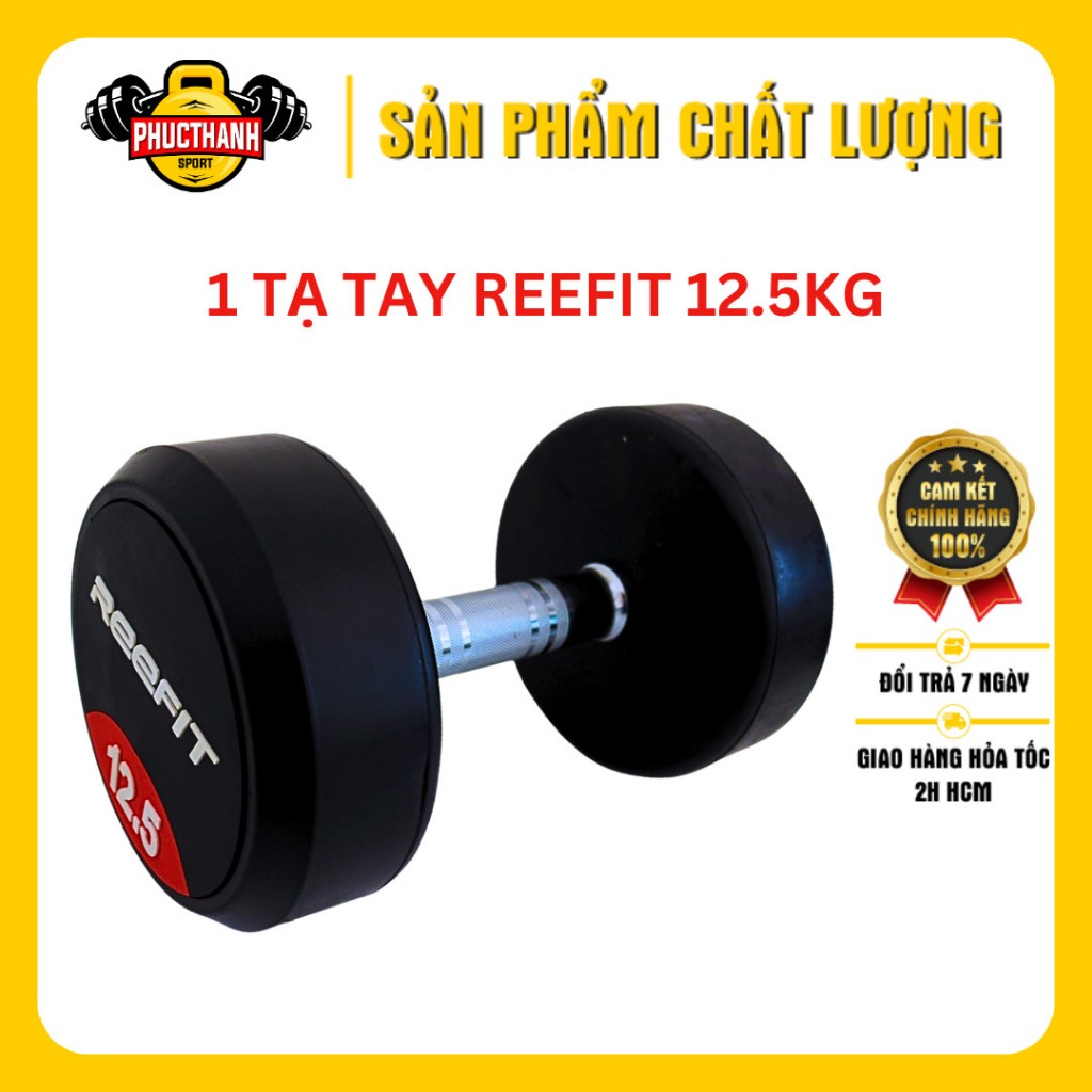 Tạ tay bọc cao su REEFIT 12.5kg Tạ Phòng Tập (1 cục) (PHUCTHANHSPORT)