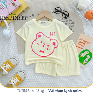 Đồ bộ cộc tay cho bé gái nhiều màu kết hợp họa tiết đáng yêu, Đồ bộ mặc nhà cho bé, TUTI BABY145