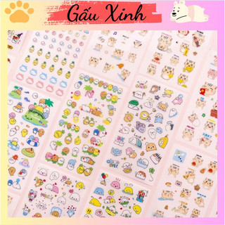 Bộ 6 Sticker Dán Hoạt Hình Hàn Quốc Pcv Cao Cấp