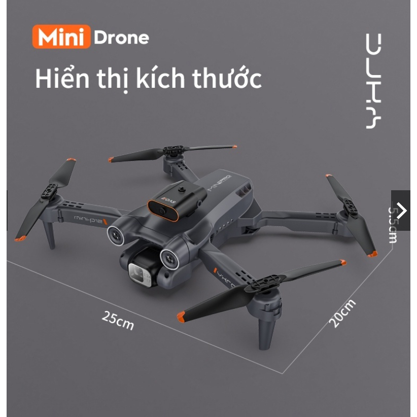 PIycam Mini, Flycam Giá Rẻ, Máy Bay Không Người Lái P12 Camera Kép 4K Full HD, Chế Độ Cảm Biến Tránh Va Chạm Tự Động | BigBuy360 - bigbuy360.vn