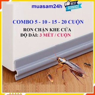 Ron chặn khe cửa, combo 5-10-15-20 cuộn, ron dán chân cửa chống thoát nhiệt, côn trùng, bụi bẩn