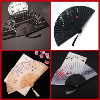 Quạt cầm tay, quạt cổ trang Trung Quốc bằng vải giấy gỗ xếp, quạt múa văn nghệ hầu đồng thánh