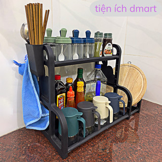 kệ đựng gia vị nhà bếp 2 tầng chữ B, kệ để đồ nhà bếp, nhà tắm đa năng 8288