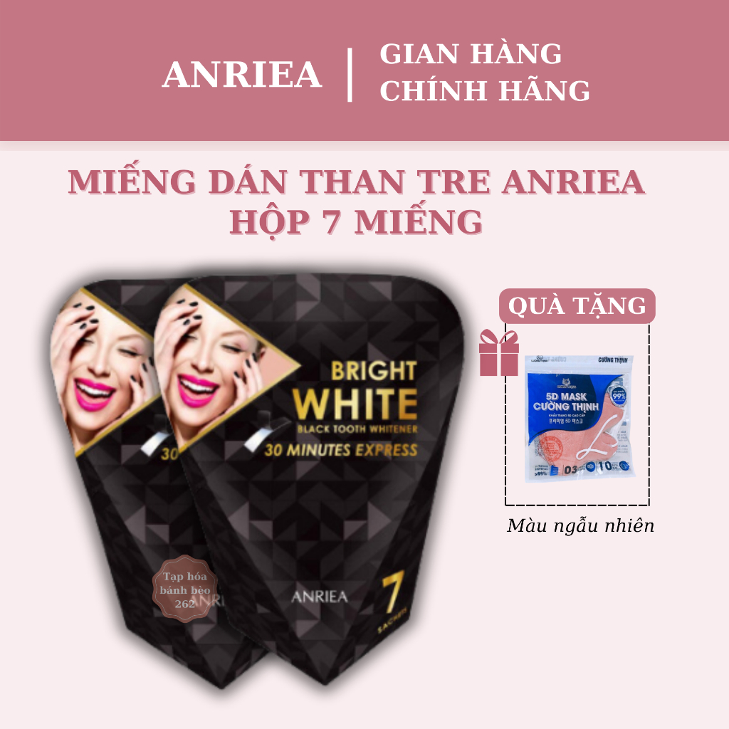 Combo 2 Hộp miếng dán trắng răng Anriea than tre