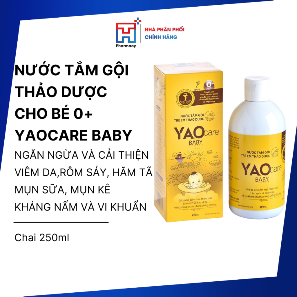 Nước Tắm Gội Thảo Dược YAOCARE BABY dùng cho bé sơ sinh Chai 250ml DKPharma chính hãng.