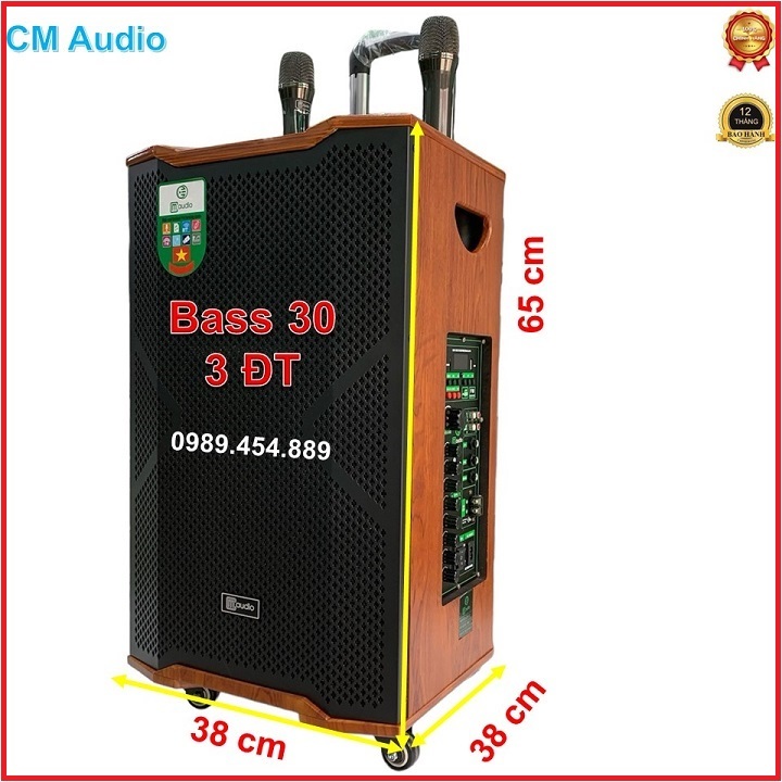Loa kéo Bluetooth chính hãng CM Audio,CM-12,Bass 20-3 đường tiếng,thùng gỗ thịt sơn bóng cao cấp,tặng 2 mic vỏ kim loại