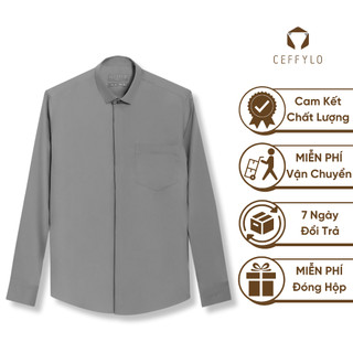 Áo sơ mi nam dài tay giấu nẹp chất liệu bamboo cao cấp màu xám vải sợi tre chống nhăn tốt form slimfit