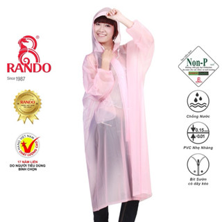 Áo Mưa Dây Kéo Trong Màu, RANDO Chính Hãng, 1 Người Mặc Bít Sườn, Nhẹ Nhàng, Thời Trang, Đi Mưa Bền Bỉ Không Thấm Nước