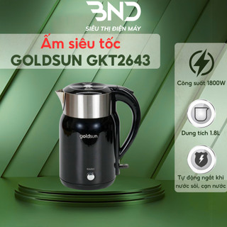 Ấm siêu tốc 1.8L Goldsun GKT2643 inox 304 an toàn sức khỏe công suất 1800W chế độ tự động ngắt an toàn bảo hành 12 tháng