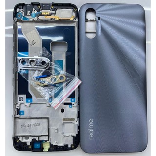 Bộ vỏ+xương sườn+khay sim+kính camera realme C3i