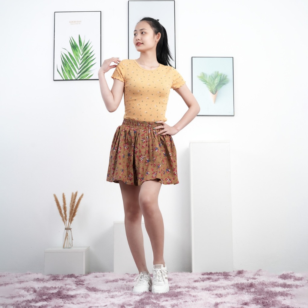 Chân Váy Đũi Hoa Chữ A Xinh Xắn Xuất Dư Cho Các Bạn Nữ, Chân Váy Có Lót Bên Trong Vừa Mát Mẻ Thoải Mái Vừa Kín Đáo