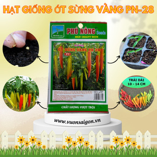Hạt Giống Ớt Sừng Vàng Phú Nông, trái to dài, hạt chắc khỏe, tỉ lệ nẩy mầm cao (Vườn Sài Gòn)