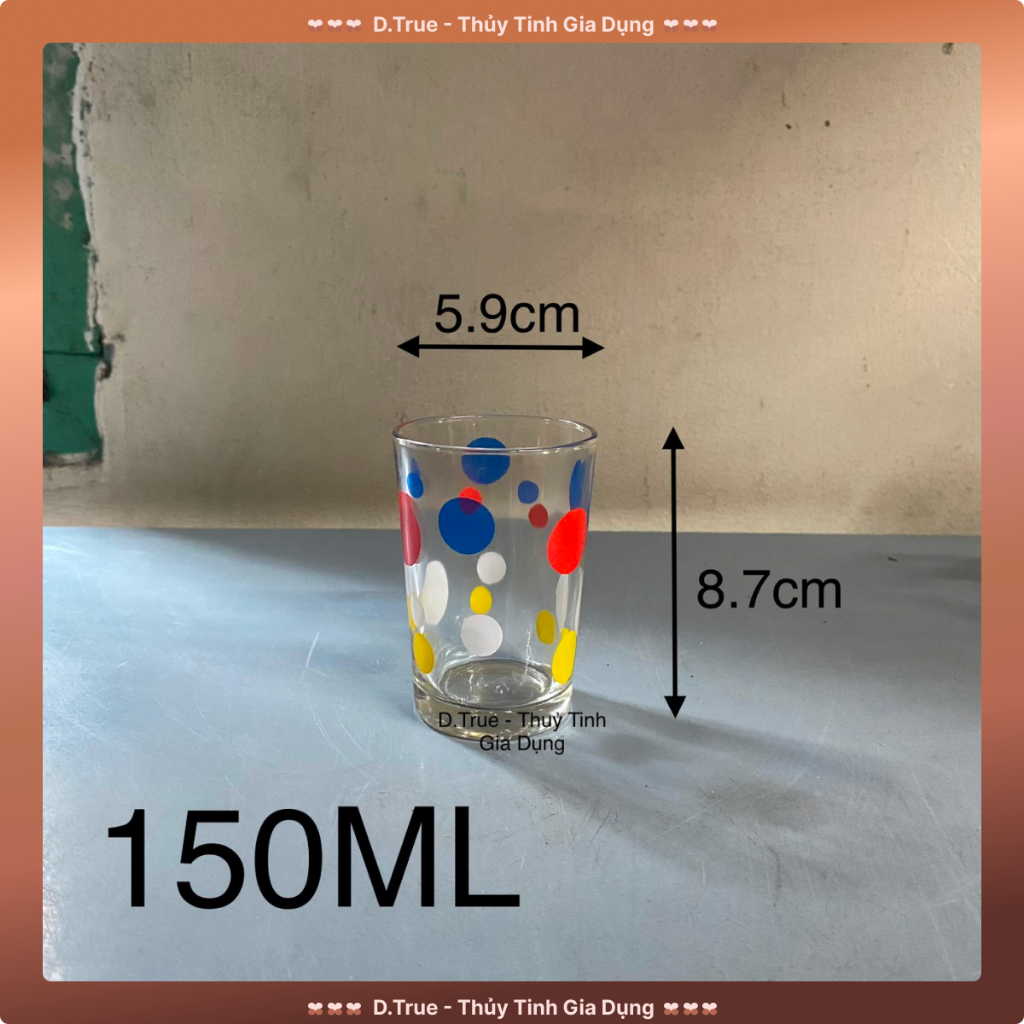 Bộ 10 Ly Thủy Tinh Chấm Bi 150ML ( F5 Bi TVP)