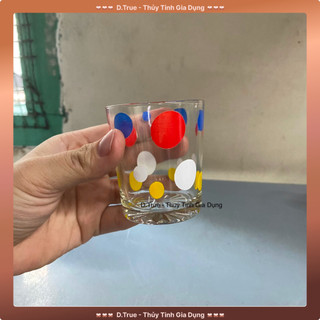 Hộp 12 ly trà thủy tinh chấm bi việt nam 100ml tg-f7bi
