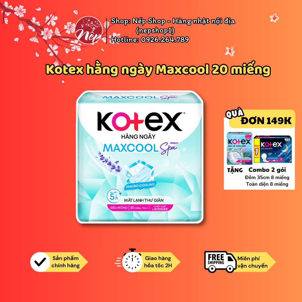 Băng vệ sinh Kotex hằng ngày cool 20 miếng - Nếp shop