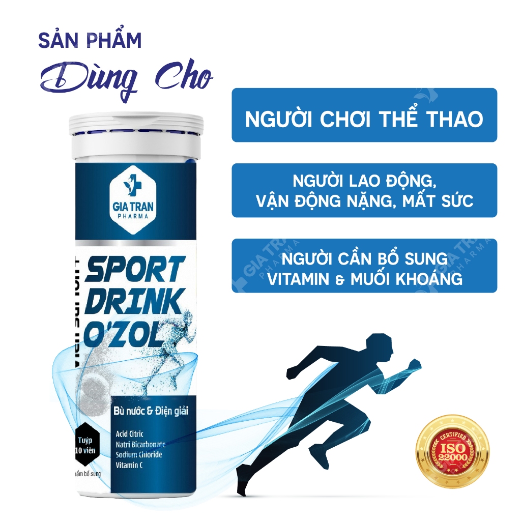 Viên sủi tăng lực Ion+ Sport Drink O'zol kèm Vitamin Acid Amin bù nước bù điện giải
