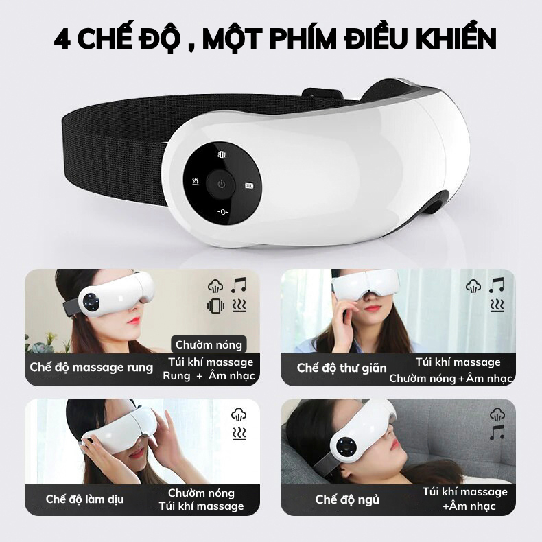 Máy Massage Mắt Thông Minh DELADEP, Mát Xa Thư Giãn, Xoa Bóp Vùng Thái Dương, Chăm Sóc Mắt Với 4 Chế Độ Tự Chọn MSM02