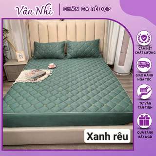 Bộ ga gối phi lụa trần bông cao cấp màu trơn ga được bo chun sẵn