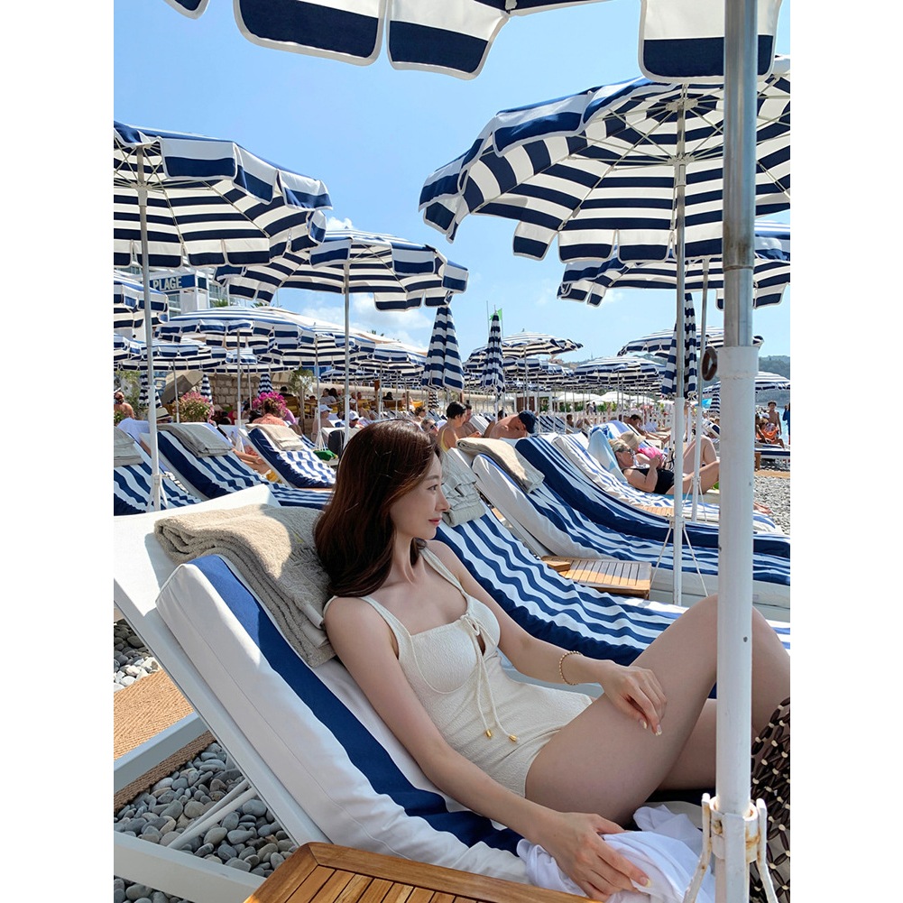 (Hàng loại 1) Bikini đồ bơi  1 mảnh màu trắng kem thun gân dày cột nơ trước mặc nhiều kiểu Hàn Quốc nàng thơ tôn dáng | BigBuy360 - bigbuy360.vn