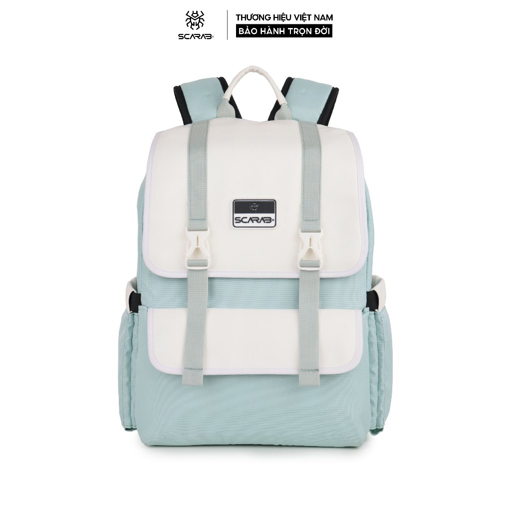 Scarab Passion Backpack Unisex - Balo vải Polyester Phối Da Pu Thời Trang, Ba lô Đi Học Nam Nữ