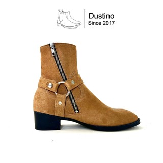 [Cải tiến đế cao] Giày Tobacco Harness Boots da lộn màu vàng bò