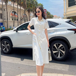 GOLA - Đầm NELLA - Đầm dáng dài cổ sơ mi phối nút