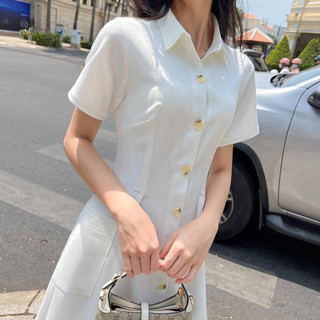 GOLA - Đầm NELLA - Đầm dáng dài cổ sơ mi phối nút