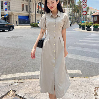 GOLA - Đầm NELLA - Đầm dáng dài cổ sơ mi phối nút