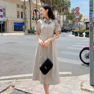 GOLA - Đầm NELLA - Đầm dáng dài cổ sơ mi phối nút