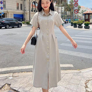 GOLA - Đầm NELLA - Đầm dáng dài cổ sơ mi phối nút