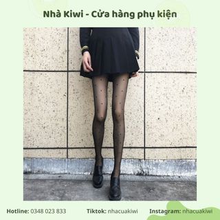 Quần tất họa tiết chấm bi