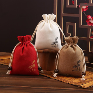 Túi Vải Thô in Hoa Sen đựng trang sức , vòng tay