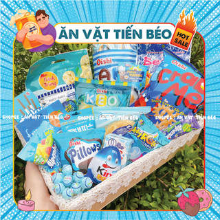 Bánh Kẹo Màu Xanh Dương / Thế Giới Đồ Ăn Vặt Màu Xanh Dương, Concept Trang Trí Giỏ Quà Bánh Kẹo