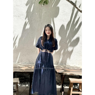 ĐẦM MIDI 2S DENIM CUP NGỰC CHUN LƯNG