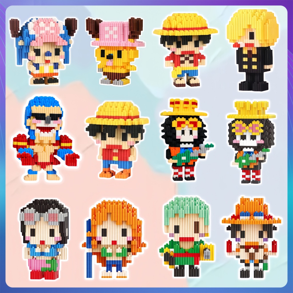 💛9CM Ưu đãi lớn💛TikTok Cùng một loại Mô Hình Lắp Ráp nhân vật 3D mini One Piece Luffy Zoro Sanji-Miniblocks