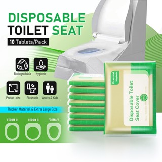 10 Miếng- Giấy Lót Bồn Cầu Tự Phân Hủy, Miếng Lót Bồn Cầu Toilet Nhà Vệ Sinh Công Cộng, Nhỏ Gọn, Sạch Sẽ Tiện Lợi