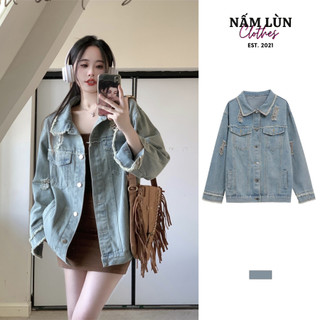 Áo khoác jean nữ Nấm Lùn Clothes Áo khoác denim Áo khoác bò Áo khoác kaki Áo khoác sơ mi Áo khoác ngoài K001