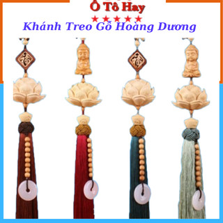 Khánh liên hoa trang trí xe hơi , dây treo sen gỗ hoàng dương trang trí ô tô, khánh liên hoa treo gương ô tô bình an