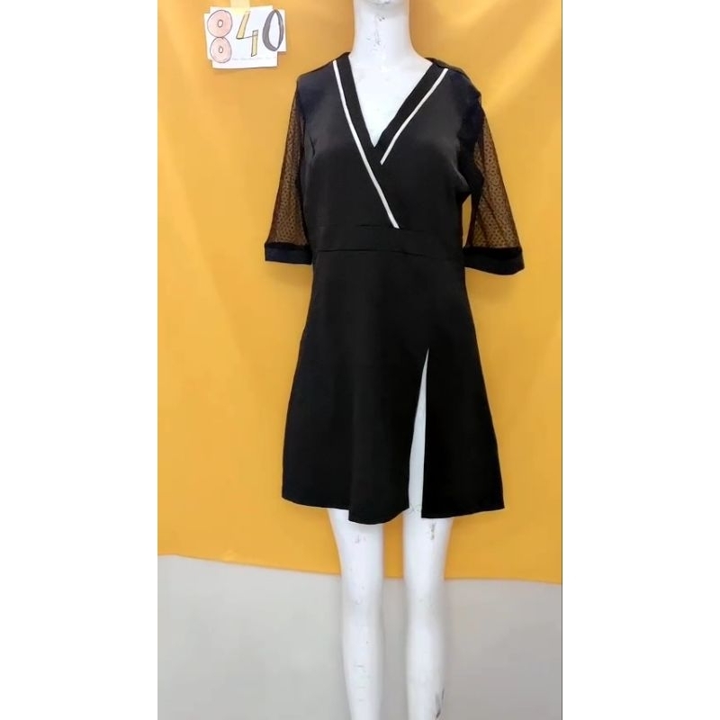 đầm thun phối tay lưới. S840