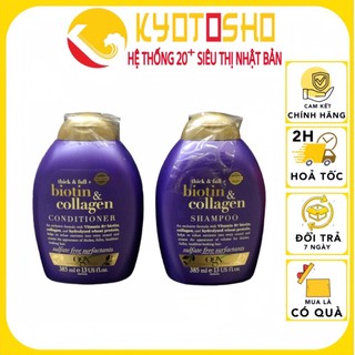 Dầu gội, dầu xả biotin OGX, dầu gội dầu xả biotin tím, dầu gội dầu xả biotin & collagen 385ml