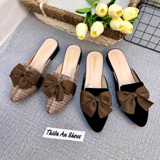 Giày sục nữ mũi nhọn phối nơ thiên an ta01