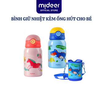 Bình nước cho bé giữ nhiệt đi học có ống hút Mideer Vacuum Insulated Bottle có quai đeo và cốc cao cấp