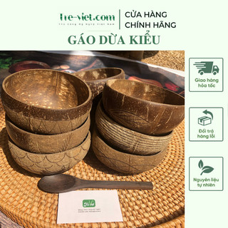 Bát gáo dừa kiểu - bát gáo dừa khắc - coconut bowl